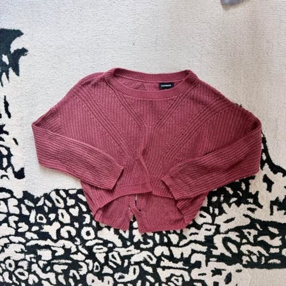 Express Dusty Rose Cable Knit Cropped Sweater Size S/P Petite